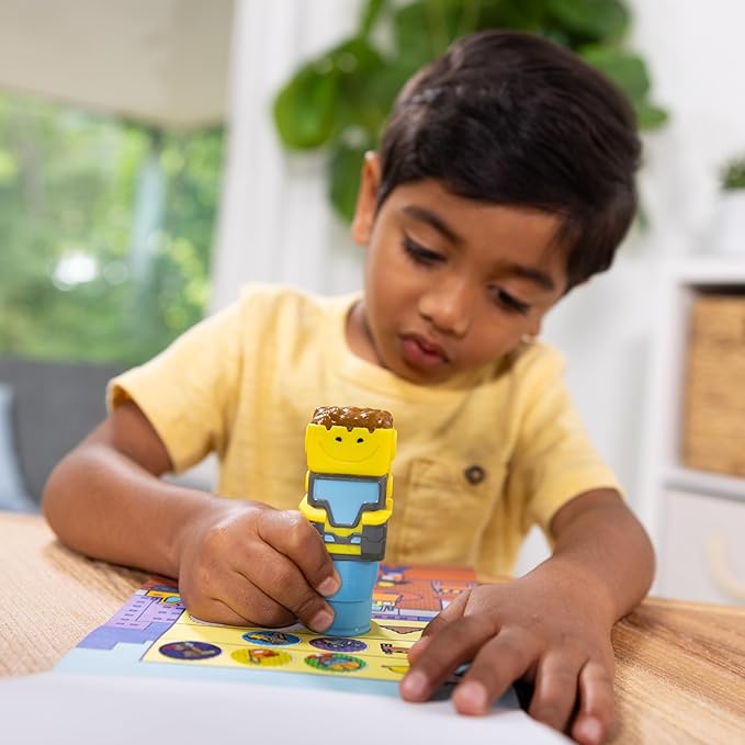 Melissa & Doug Sticker Wow!™ 24-Page Activity Pad and Sticker Stamper, 300 Stickers, Arts and Crafts Fidget Toy Collectible Character – Bulldozer