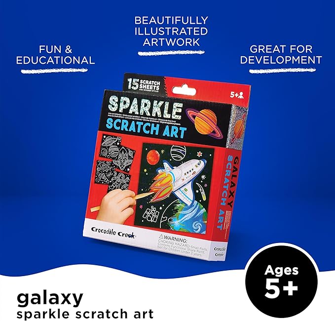 Crocodile Creek Space Sparkle Scratch Art 6 Piece Set, 1 EA