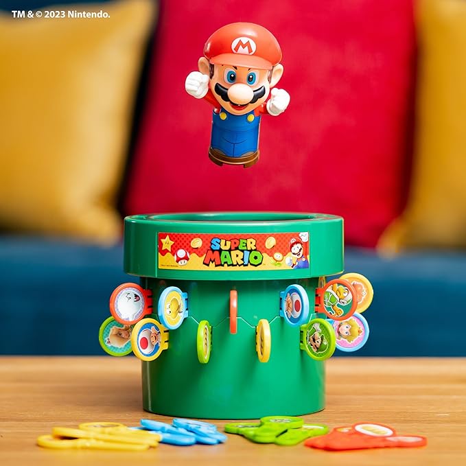 TOMY Pop Up Super Mario Family and Preschool Kids Board Game, 2-4 Players, Suitable for Boys & Girls Ages 4+