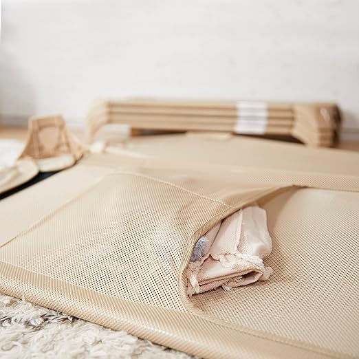 ECR4Kids Stackable Cozy Cot with Storage, Classroom Furniture, Sand, 6-Pack