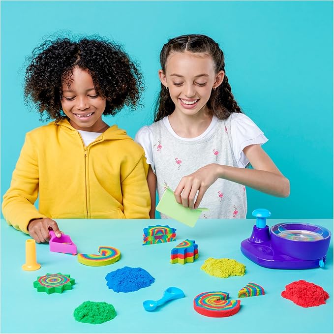 Kinetic Sand, Swirl N’ Surprise Playset with 2lbs of Play Sand, Including Red, Blue, Green, Yellow and 4 Tools, Sensory Toys for Kids Ages 3 and up