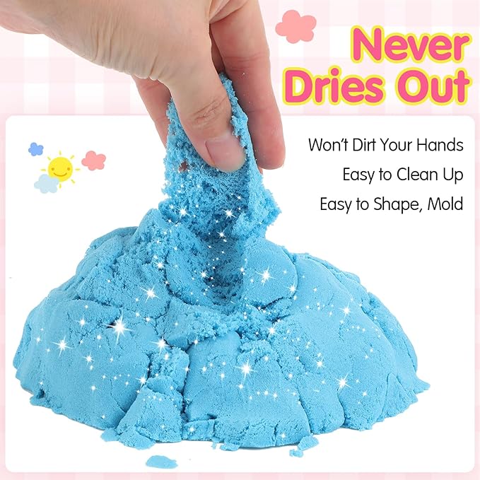 Simgoing 7.7LB Sand Kits for Kids Sensory Sand Toy with Sensory Bin and Sand Shovel for Sandbox Sensory Sand Bulk for Girls and Boys (7 Colors)