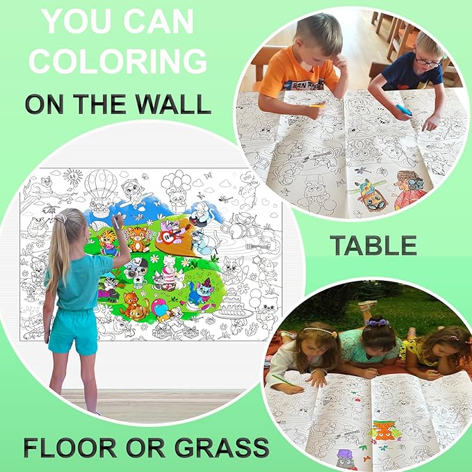 ALEX Art Jumbo Coloring Poster - Kittens Arts and Crafts for Girls - Extra Large Wall Coloring Posters for Home Activities - Big Coloring Sheet Page Cat - Giant Floor Coloring Book for Kids Ages 4-8