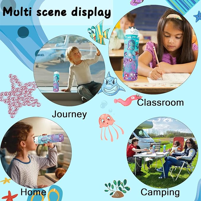 Valentines Day Gifts for Girls Decorate Your Own Water Bottle Kits for Girls 4-12 Girls Water Bottle Gem Stickers DIY Arts and Crafts Kits Supplies for Girl Birthday Easter Gifts for Girls Green