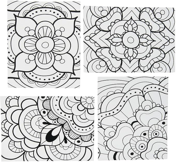 Color Your Own Fuzzy Mandala Design Posters - Bulk Set of 24 - Crafts for Kids and Fun Home Activities