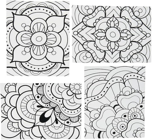 Color Your Own Fuzzy Mandala Design Posters - Bulk Set of 24 - Crafts for Kids and Fun Home Activities