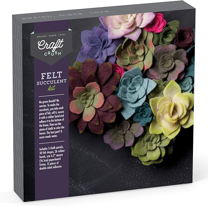 Craft Crush — Felt Succulents Craft Kit — Display Kit — Fun & Easy — Ages 13+, Small