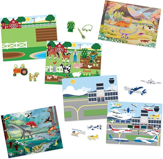 Melissa & Doug Reusable Sticker Pads Set: Prehistoric, Habitats, and Vehicles