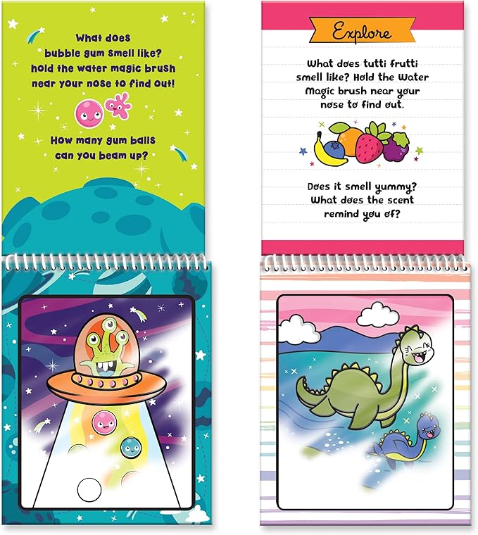 Water Magic - Patented Gourmet Scented Reusable Water Reveal Activity Books - No Mess, All Fun by Scentco (Cosmic Adventure and Creatures)