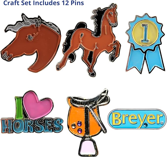 Breyer Horses Paint and Wear Enamel Pins Craft Set | Pins, Paints, Glitter & Rhinestones | Includes 12 Enamel Pins | Model #4240