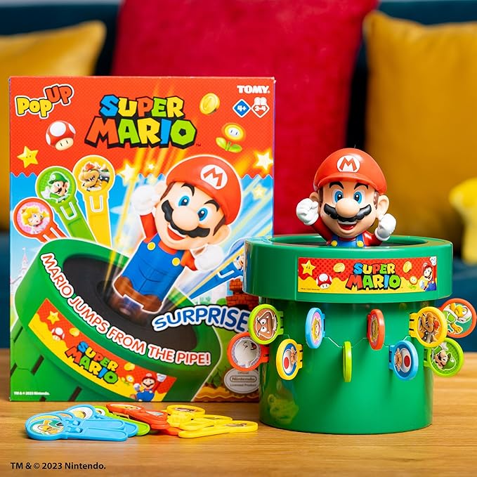 TOMY Pop Up Super Mario Family and Preschool Kids Board Game, 2-4 Players, Suitable for Boys & Girls Ages 4+