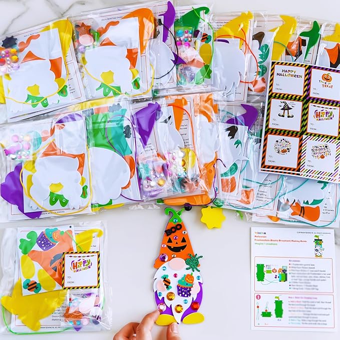 Winlyn 24 Sets Halloween Crafts Fall Crafts Kids DIY Gnome Ornaments Decorations Halloween Craft Kits Gnome Foam Stickers Halloween Arts and Crafts for Kids Home Classroom Art Activities Party Favors