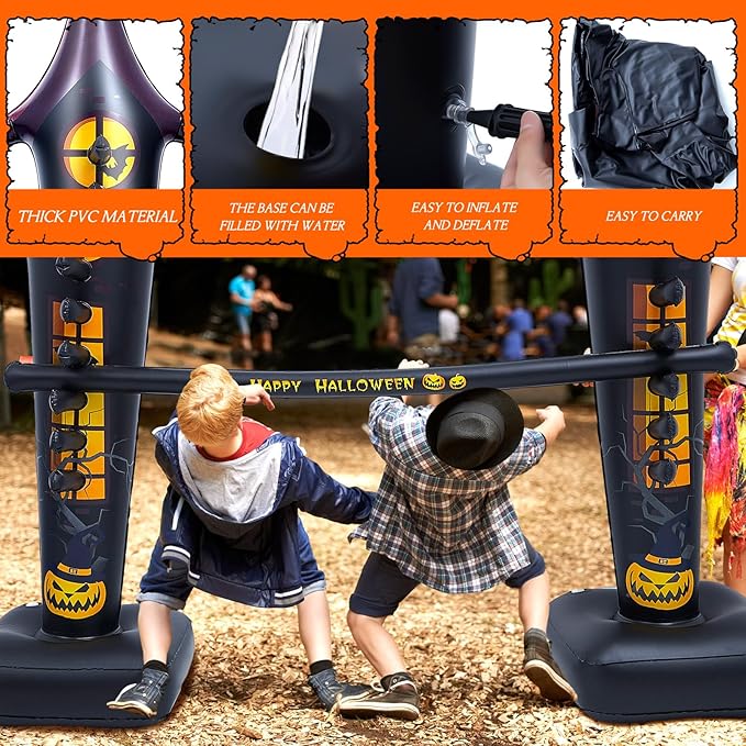 Poen 1 Set Halloween Inflatable Limbo Game Halloween Party Games for Kids Adults Carnival Games Ghost Pumpkin Inflatable Decoration for Indoor Outdoor Lawn Yard Party Games Party Supplies