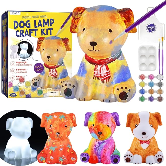 Paint Your Own Dog Lamp Kit, Art Supplies Arts & Crafts Kit, Painting kit for Kids 6-12, Arts and Crafts for Kids Ages 8-12, Toys Girls Boy Birthday Gift Ages 3 4 5 6 7 8 9 10 11 12+