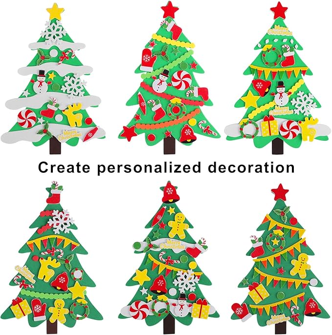 Elcoho 30 Kits Creative DIY Foam Christmas Tree for Making Funny Tree Assortment Christmas Foam Stickers for Holidays Party Activities
