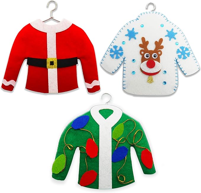 DIY Ugly Sweater Christmas Tree Ornaments, Holiday Craft Kit Toys for Kids-6 Packs