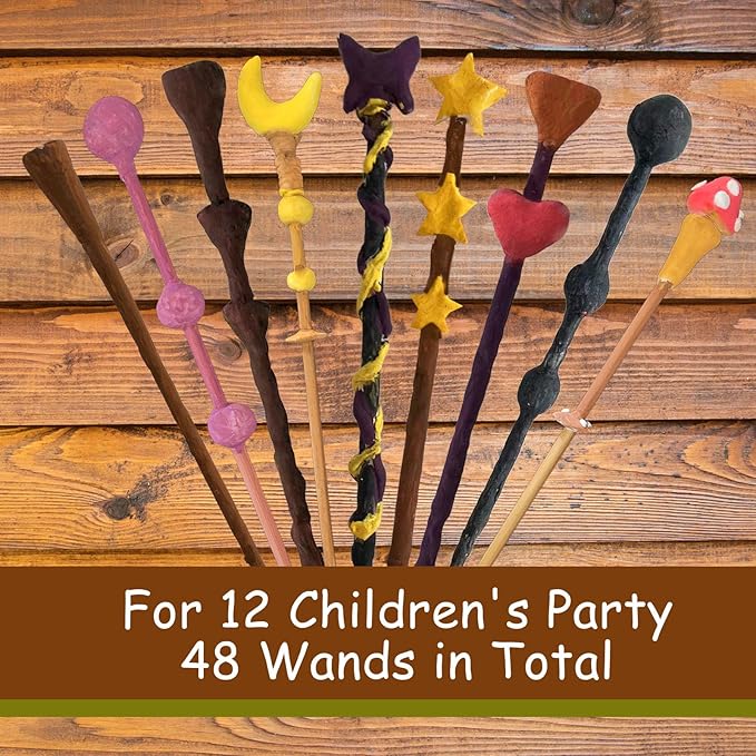 intonly 24 Magic Wizard Wand Making Kit DIY Craft Set for Kids Adult Make Your Own Wands Birthday Party Gift (24set)