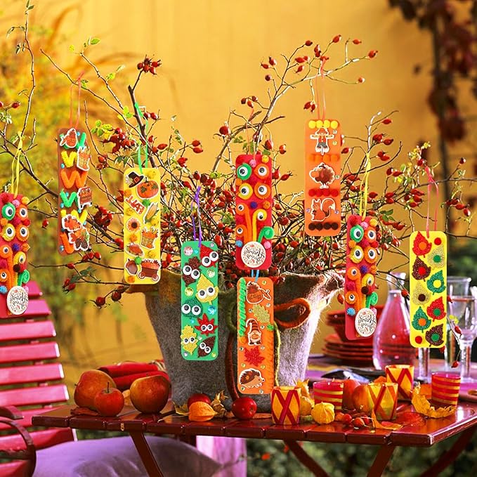 JULBEAR 36 Sets Fall Crafts Kits DIY Blank Foam Decorations Sets Leaf Foam Self-Adhesive Stickers Arts for Kids Autumn Thanksgiving Halloween Party Favors Classroom Activity Gift