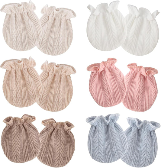 Newborn Baby Mittens No Scratch Cotton Elastic Wrist Gloves Infant Toddler Mittens for Baby Boy Girl 0-6 Months