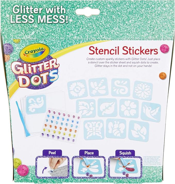 Crayola Glitter Dots Stencil Stickers Craft Kit Age 7+, Sticker Stencils