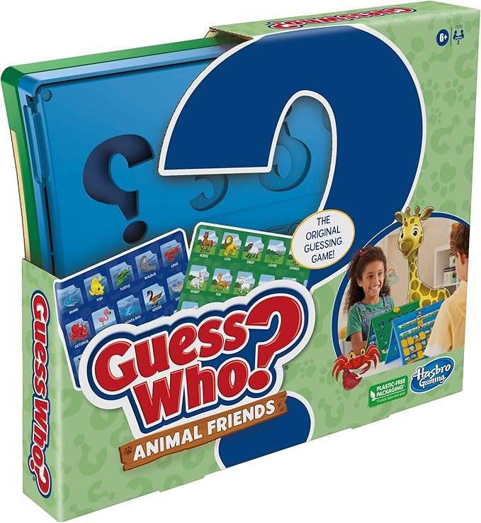 Hasbro Gaming Guess Who? Animal Friends Game | 2 Double-Sided Animal Sheets | 2-Player Board Games for Kids | Back to School Gifts | Ages 6+ (Amazon Exclusive)