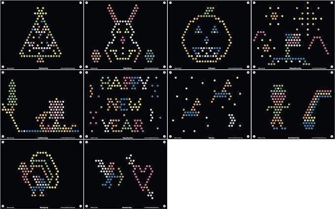 Holiday Refill templates for Basic Fun Lite Brite Ultimate Classic (10 Sheets, 7x8)