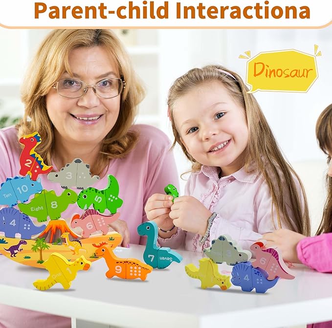 SidMing Montessori Toys - Magnetic Stacking Toys for Toddler 3+ - for Boys and Girls Wooden Animal Blocks Sorting Toys and Stacking Educational Toddler Puzzle Toys.