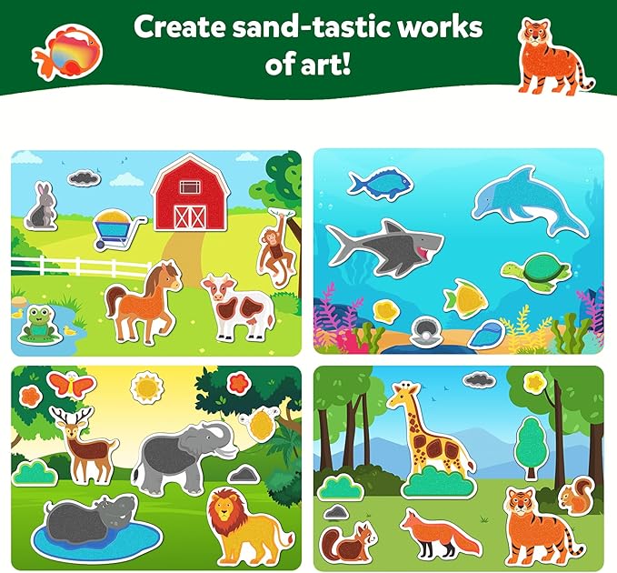Skillmatics Art & Craft Activity - Sand-Tastic Art Animals, Sand Art for Kids, Craft Kits & Supplies, DIY Creative Activity, Gifts for Girls & Boys Ages 4, 5, 6, 7, 8, 9, 10