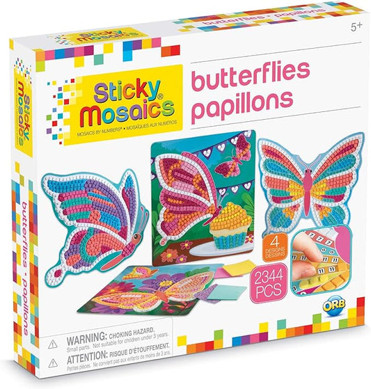 The Orb Factory Sticky Mosaics Butterflies Arts & Crafts, Yellow/Blue/Pink/Purple/Pink, 12" x 2" x 10.75"