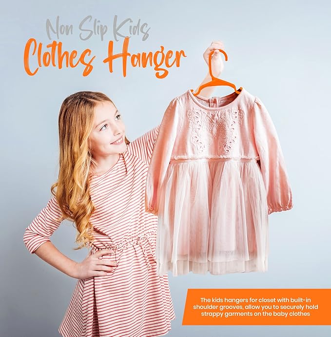 Utopia Home 60 Pack Kids Hangers - 11.5 Inch Plastic Baby Hangers for Closet - Childrens Hanger for Clothes & Infant Hanger for Closet - Ideal for Everyday Standard Use (Orange)