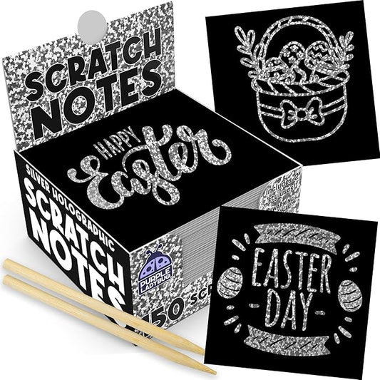 PURPLE LADYBUG Silver Holographic Scratch Art Mini Notes - Scratch Art Notes for Kids, Kids Games, Craft for Kids Summer Activities, Airplane Activities for Kids Ages 4-8, Camping Games for Kids