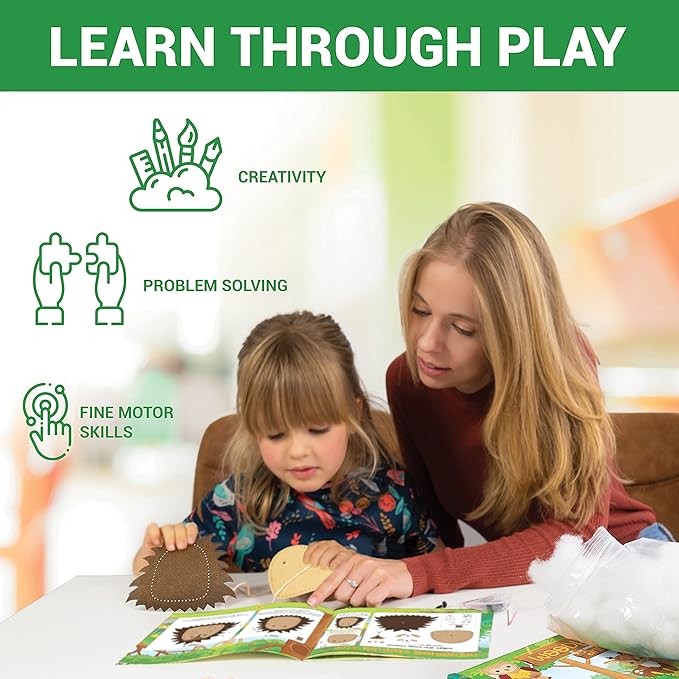 Craftorama Sewing Kit for Kids, Fun and Educational Animal Craft Set for Boys and Girls Age 7-12, Sew Your Own Felt Animals Craft Kit for Beginners, 165 Piece Set