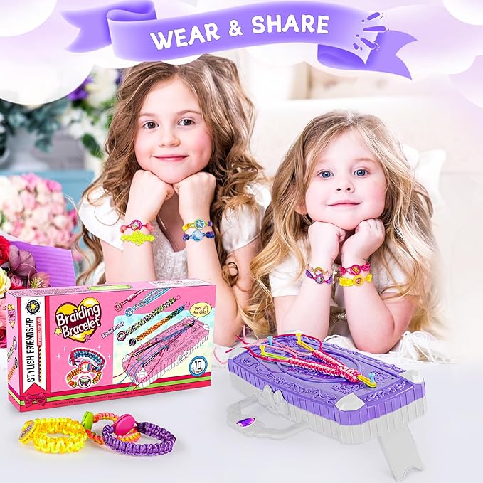 TQRAZ Friendship Bracelet Making Kit, DIY Arts and Crafts Toys for Girls, Jewelry String Maker Kit, Birthday Gifts Ideas for Girls 6 7 8 9 10 11 12+ Years Old(Purple)