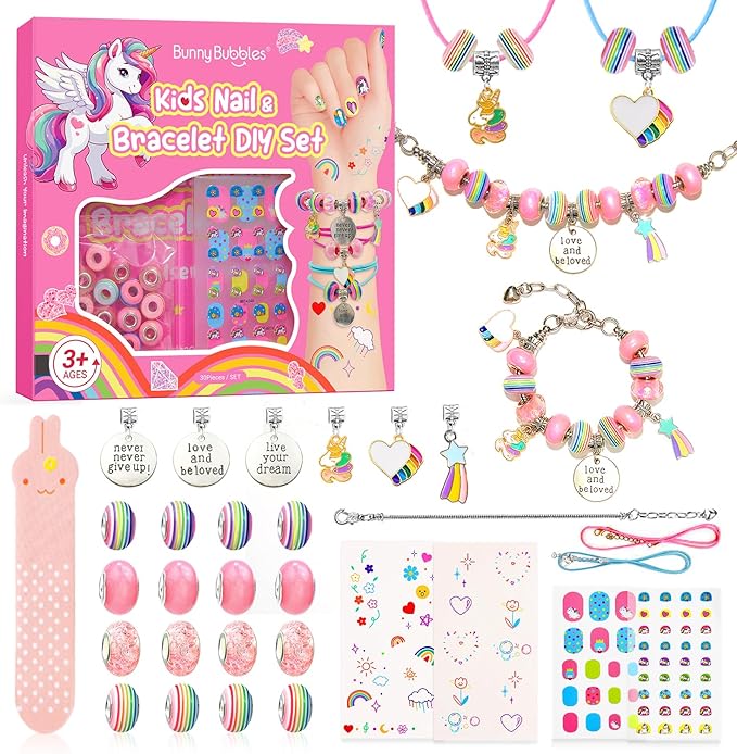Kids Toys Bracelet Making Kit, Charms Jewelry Kit for Girls Kid Makeup Toy, Friendship Bracelet Necklace Set for Children Toddler, Arts and Crafts for 4 5 6 7 8 9 10 11 12 Years Old Girl Birthday Gift