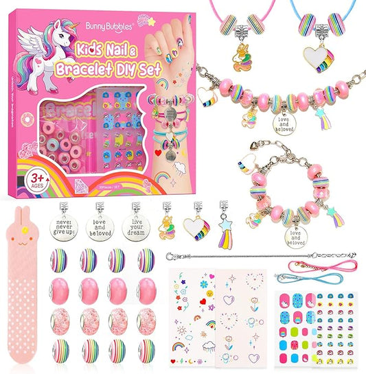 Kids Toys Bracelet Making Kit, Charms Jewelry Kit for Girls Kid Makeup Toy, Friendship Bracelet Necklace Set for Children Toddler, Arts and Crafts for 4 5 6 7 8 9 10 11 12 Years Old Girl Birthday Gift