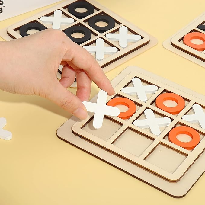 Tic Tac Toe XO Wooden Board Games Desk Toys 3 Pack Classical Family Children Kids Educational Toy