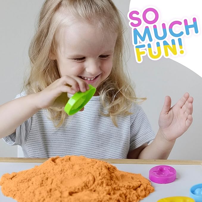 Sensory Sand Bulk Size 8 Pound Multicolor with Blue Orange Green and Yellow Sensory Play Sand in Container