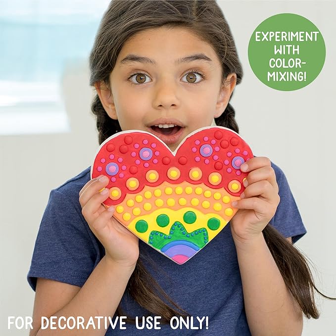 Creative Roots Mosaic Butterfly, Unicorn, & Heart Stepping Stone, Includes 3-Pack 7-Inch Ceramic DIY Stepping Stone & 6 Vibrant Paints, Paint Your Own Stepping Stone for Kids Ages 8+