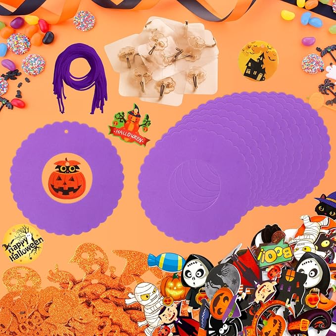 Fancy Land Halloween Wreath Craft Kit Foam Crafts for Kids Trick or Treat Decorations 12 Sets