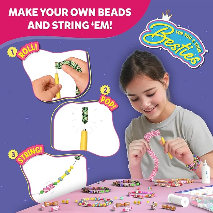 Skillmatics Craft Activity - Roll-Up Beads Friendship Bracelets DIY Kit, 400+ Charms & Beads, Jewelry Making Kit, Create 25+ Bracelets, Gifts for Kids Ages 6, 7, 8, 9, 10, 11, 12, 13