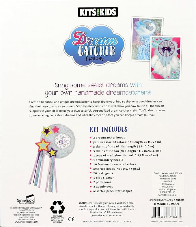 SpiceBox Children's Activity Kits for Kids Dreamcatcher Creations, 7 Ethereal Projects, Craft Kit for Kids