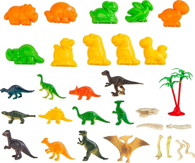 Dino Discovery 3D Sandbox for Kids with 1 Pound Moldable Indoor Artificial Play Sand, Shaping Molds, Dinosaur Figures, 3D Tray