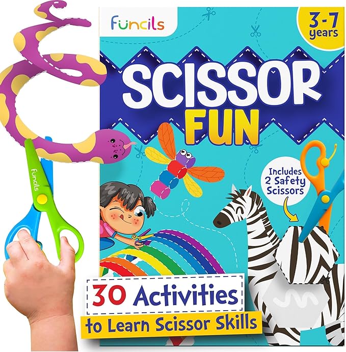 Toddler Scissor Skills - Art Supplies & Crafts Kit for Kids, Safety Scissors, Fine Motor Toys, Montessori Gifts for Boys & Girls Ages 3, 4, 5, 6, 7 Year Old, Preschool Learning Activity Books