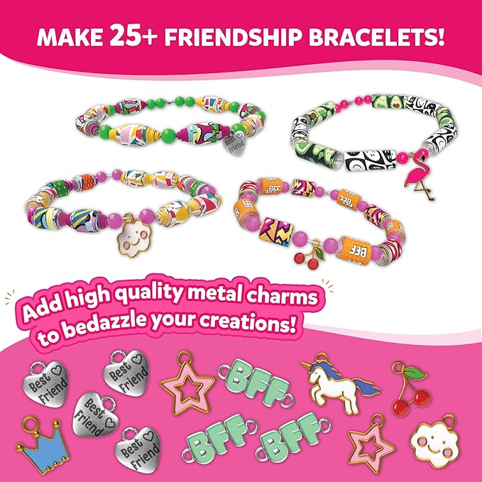 Skillmatics Craft Activity - Roll-Up Beads Friendship Bracelets DIY Kit, 400+ Charms & Beads, Jewelry Making Kit, Create 25+ Bracelets, Gifts for Kids Ages 6, 7, 8, 9, 10, 11, 12, 13