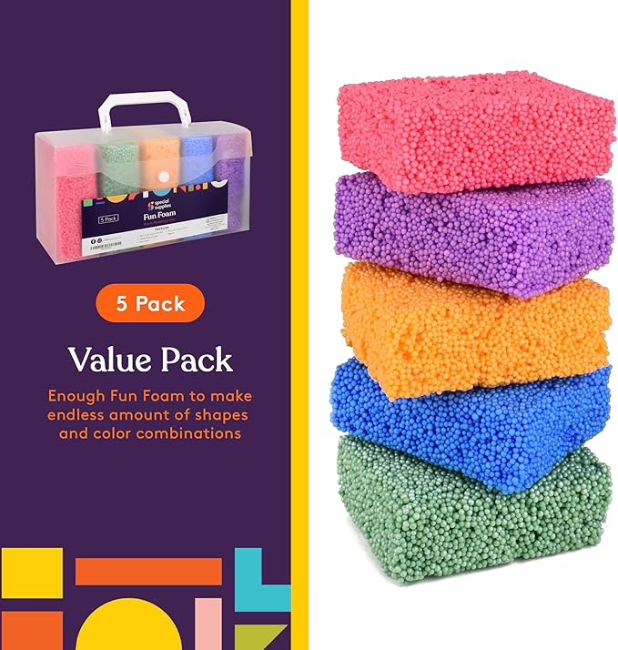 Special Supplies Fun Foam Modeling Foam Beads Play Kit, Children’s Educational Clay for Arts Crafts Kindergarten, Preschool Kids Toys Develop Creativity, Motor Skills (5-Pack)