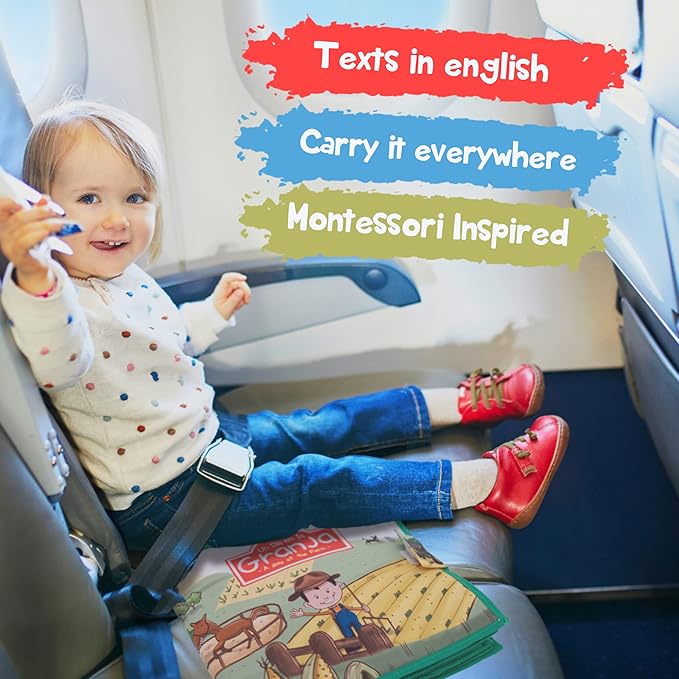 Bilingual Quiet Book for Toddlers | Written in English and Spanish | 5 Finger Puppets and 1 Plush Toy Included | Montessori Inspired for Toddlers | Carry on Travel Toy | Libros en Español para Niños.