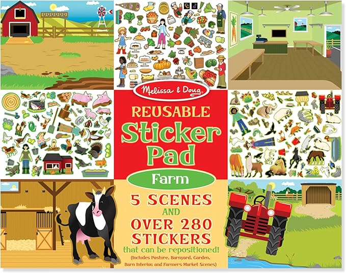 Melissa & Doug Reusable Sticker Pad: Farm - 280+ Stickers, 5 Scenes