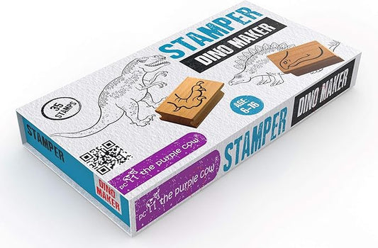 The Purple Cow - Stamper - Dino Maker Stamp Kit for Kids. Paint Stamper for Arts and Crafts. Develop Creativity with 35 Stamps and an Ink pad, for Girls and Boys Ages 6 to 16.
