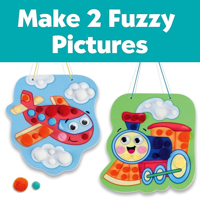 Creativity for Kids Pom Pom Pictures: Transportation - Train and Plane - Preschool Learning Activity, Sensory Toys for Toddlers Ages 3-4+