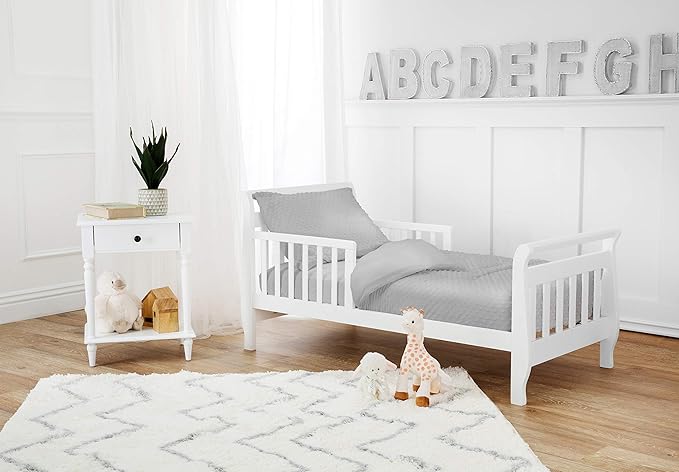 American Baby Company Heavenly Soft Minky Dot Chenille Toddler Bedding Set, Gray, 4 Piece, for Boys and Girls